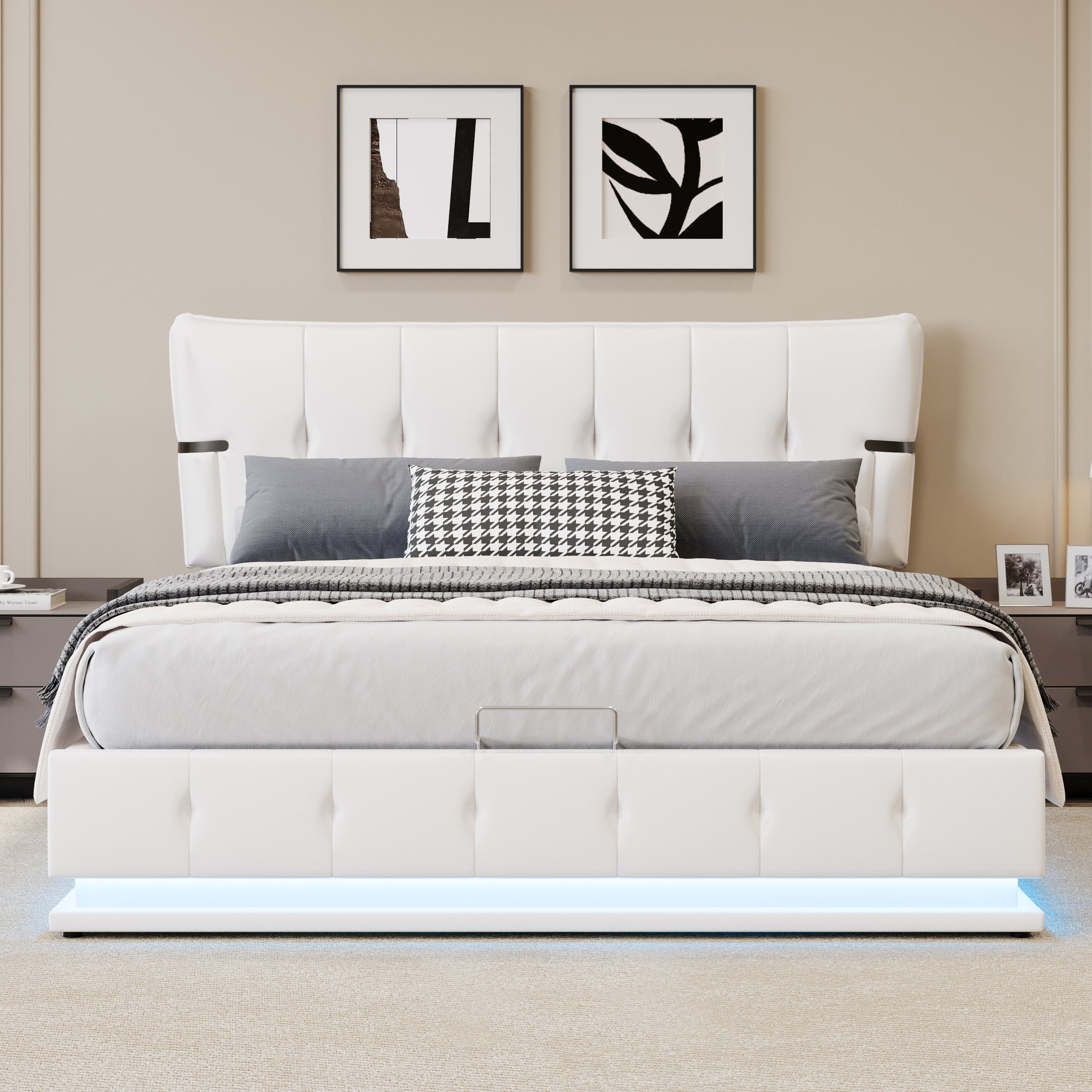 Faux Leather  Lift Up Storage Bed