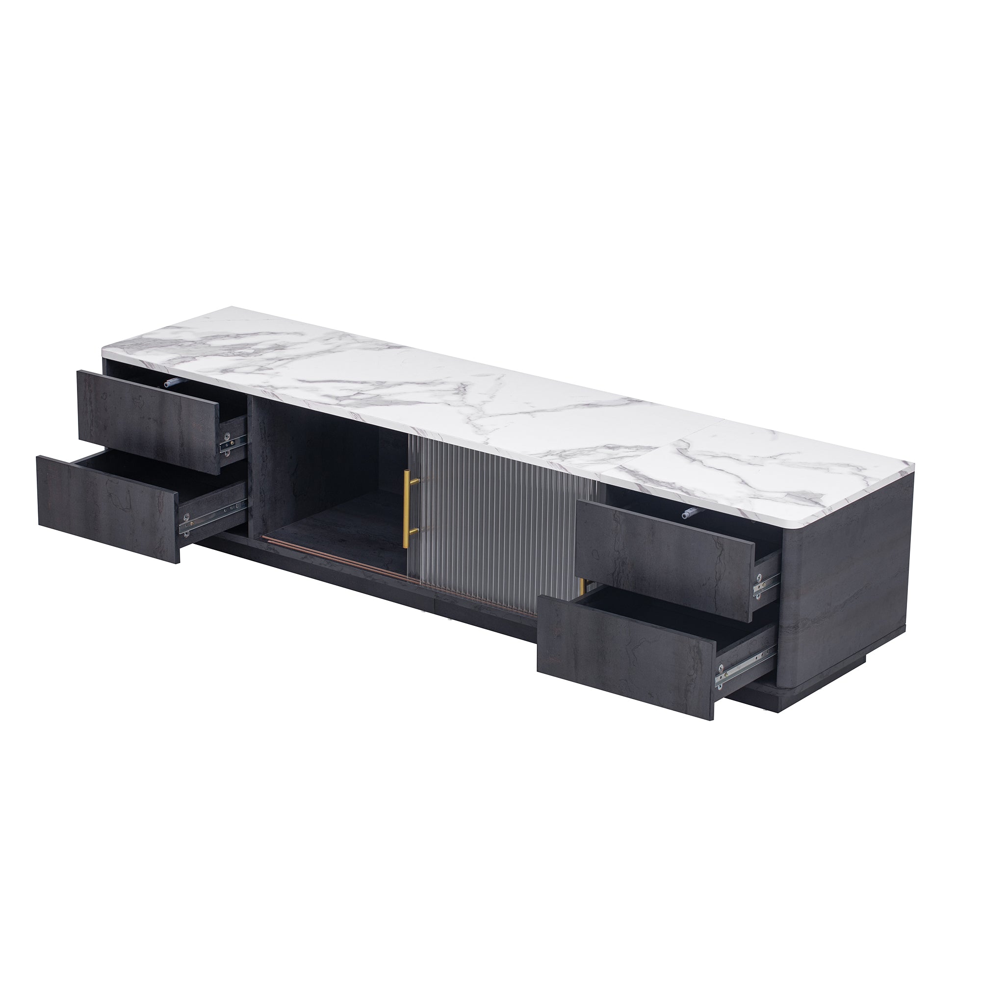 Luxe Black Marble TV Stand