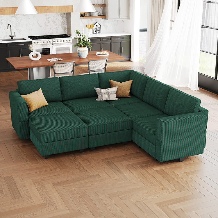 Belffin 7 Seats + 8 Sides Modular Wide Corduroy Sofa with Storage Seat