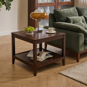 Solid Wood 2-Tier Square Coffee Table