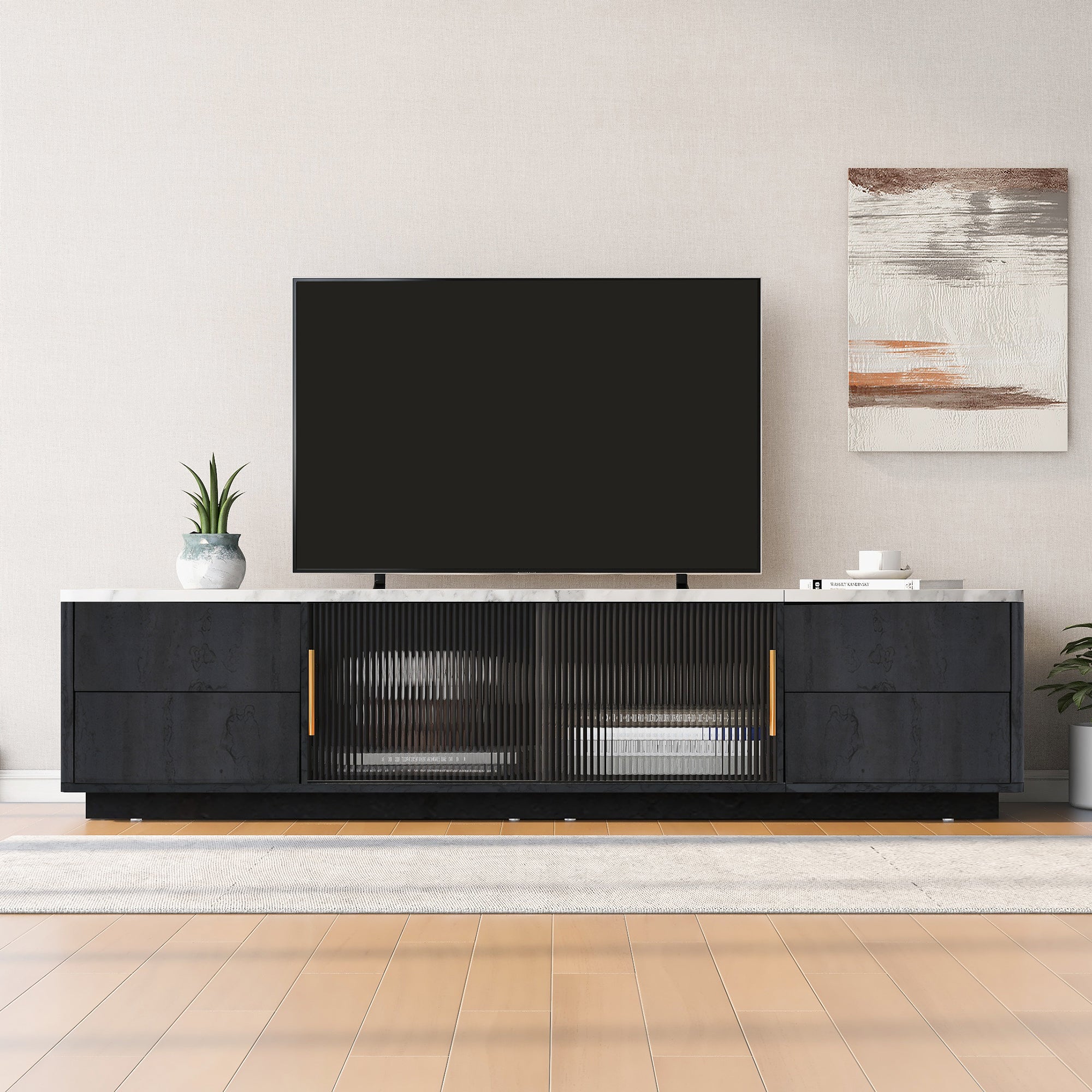 Luxe Black Marble TV Stand