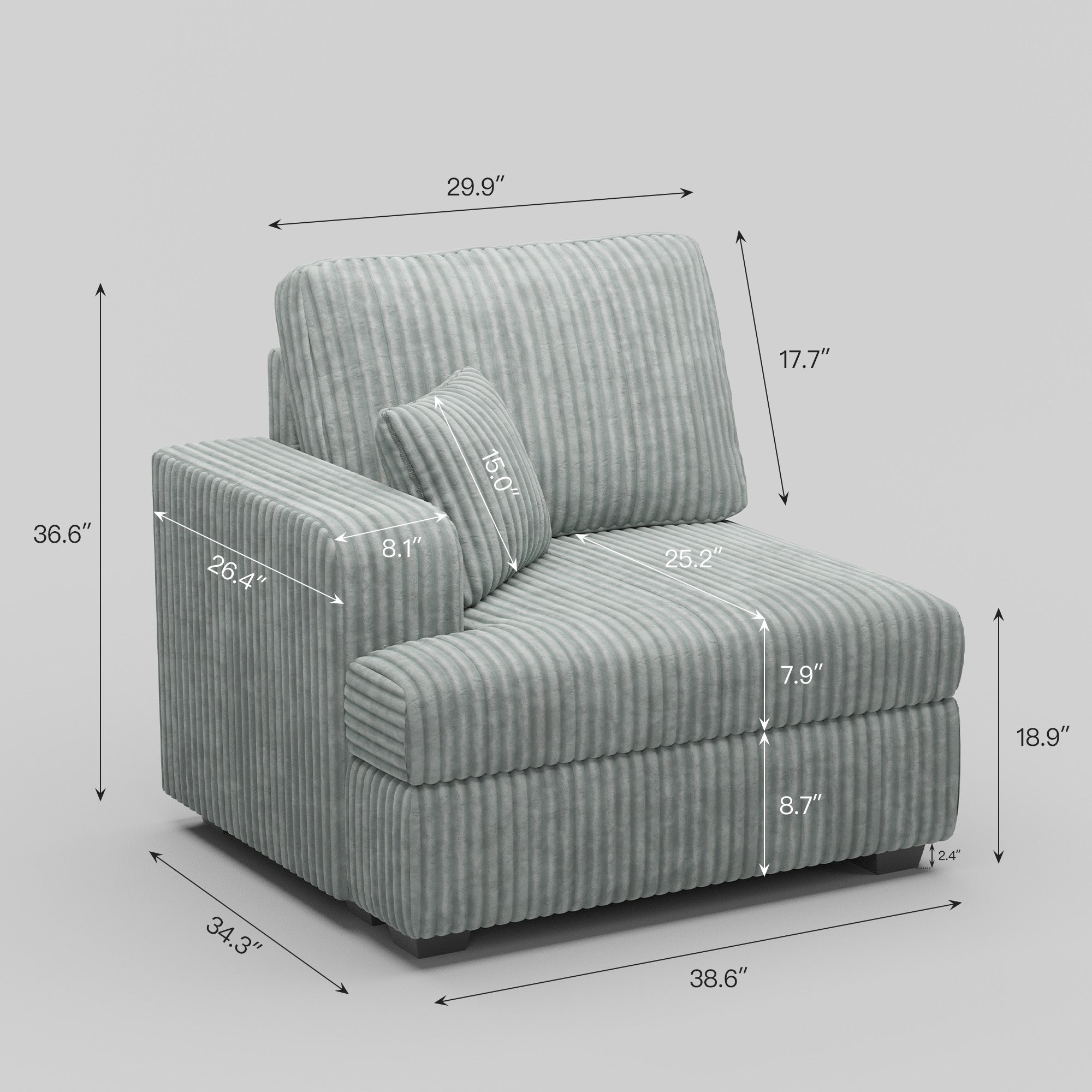 corduroy-frosted-grey-a-left-seat-dimension