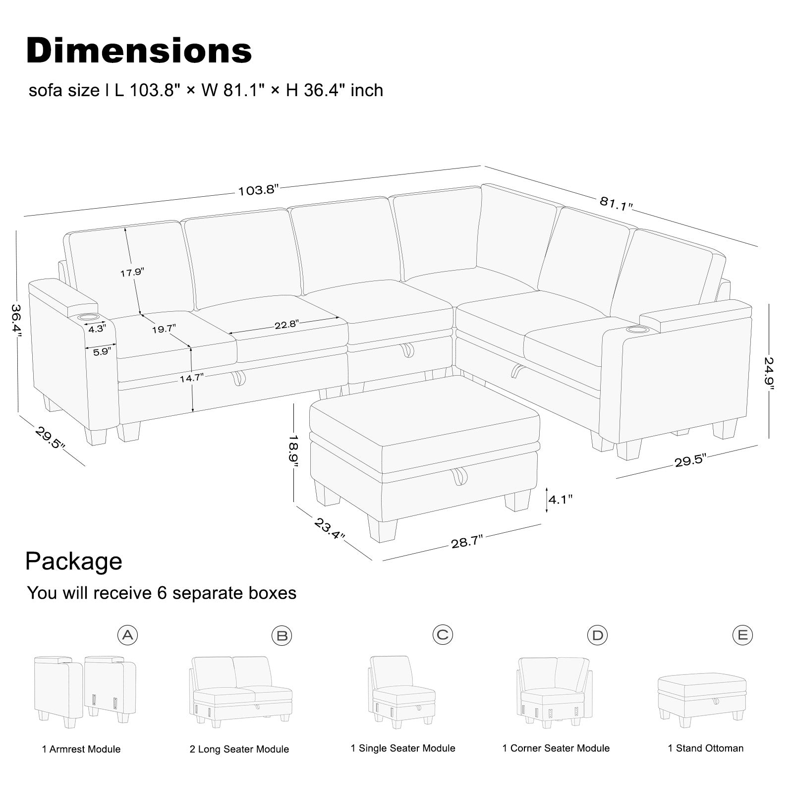 a+2b+c+d+e-dimension