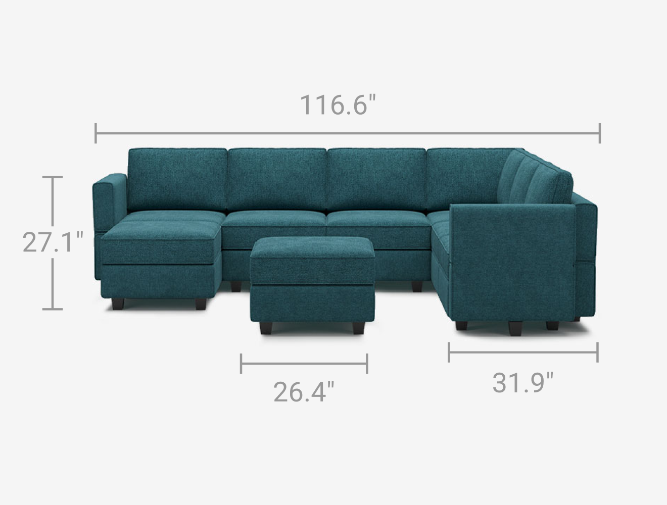 Belffin 7 Seats + 9 Sides Modular Sofa with Storage Seat