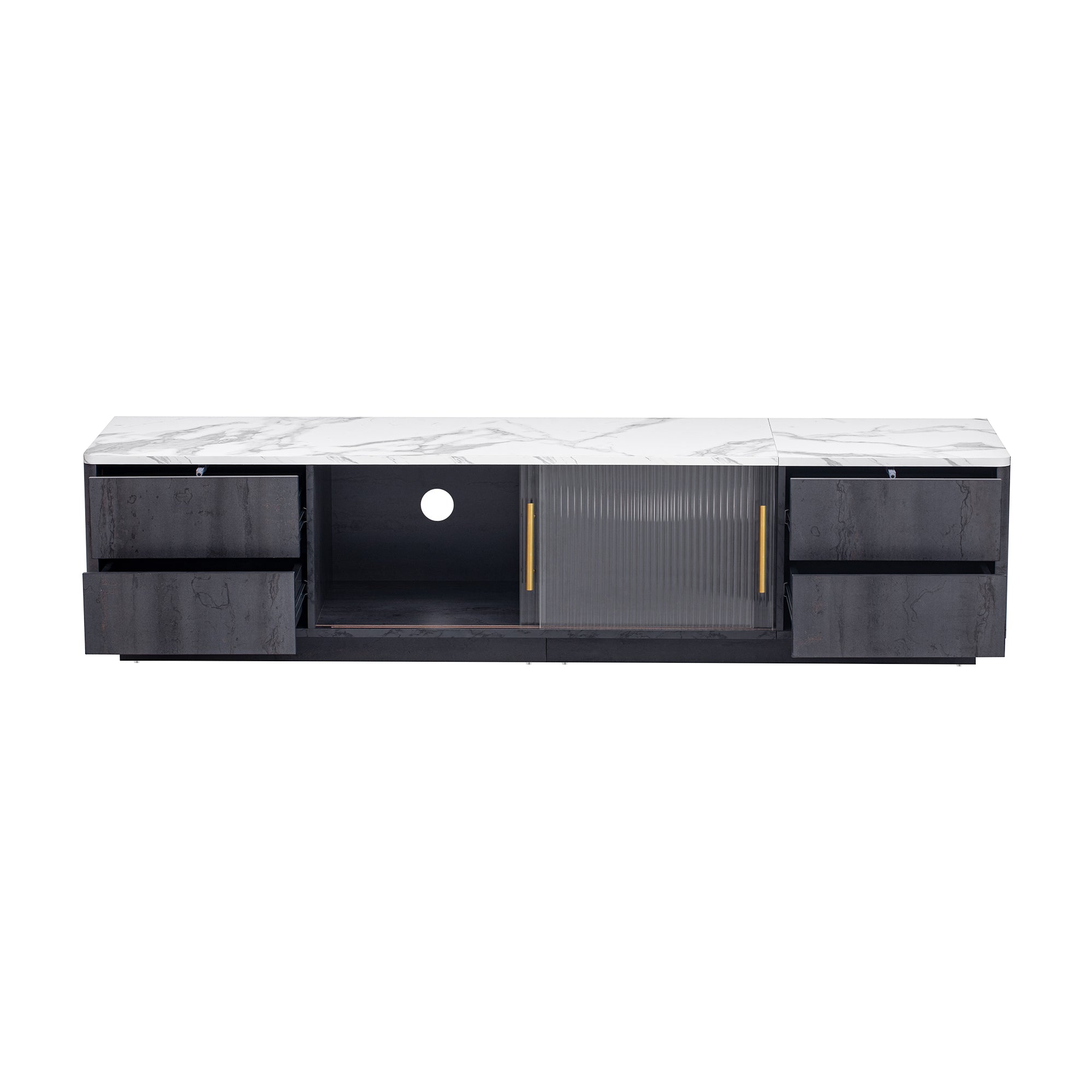 Luxe Black Marble TV Stand