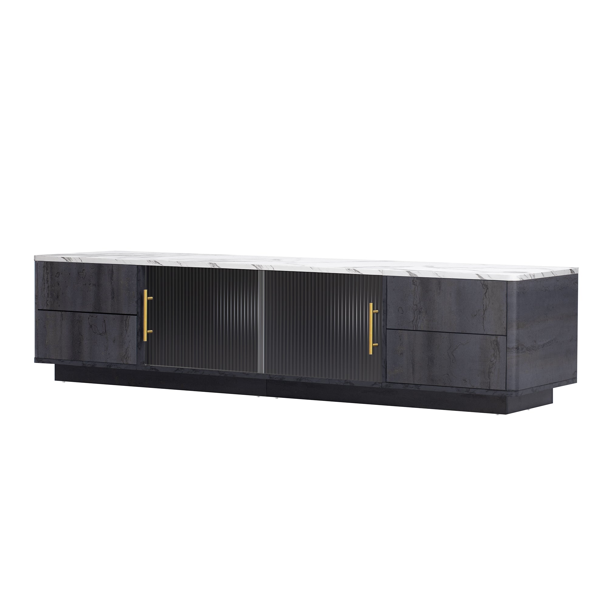 Luxe Black Marble TV Stand