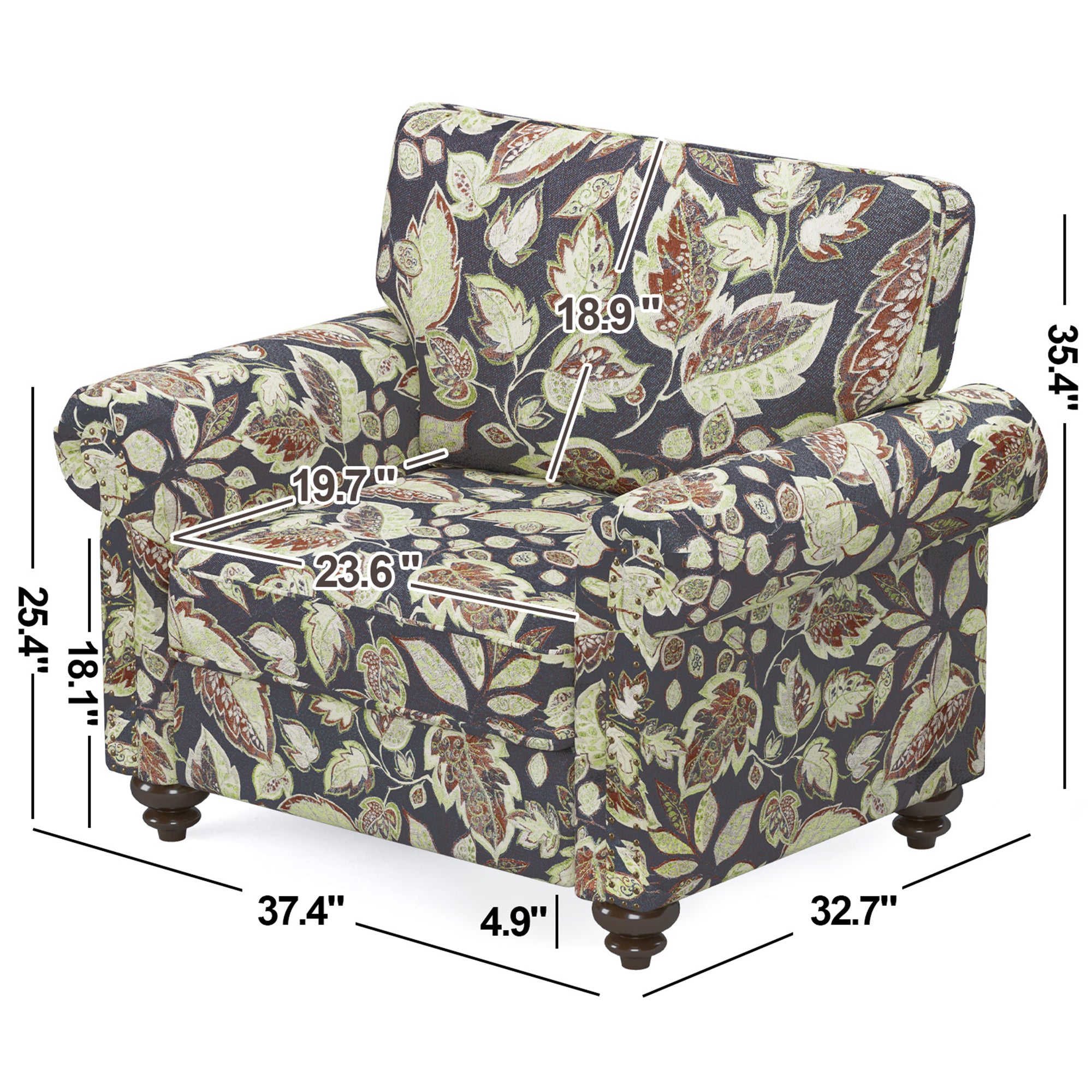 Miroa Vintage Floral-patterned Accent Armchair