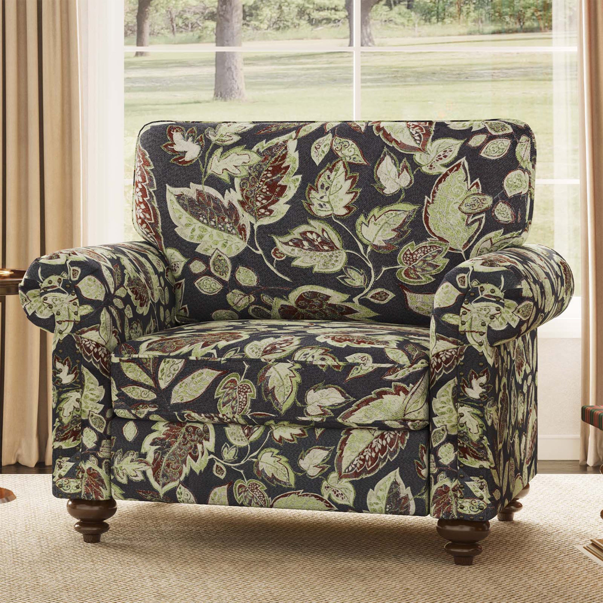 Miroa Vintage Floral-patterned Accent Armchair