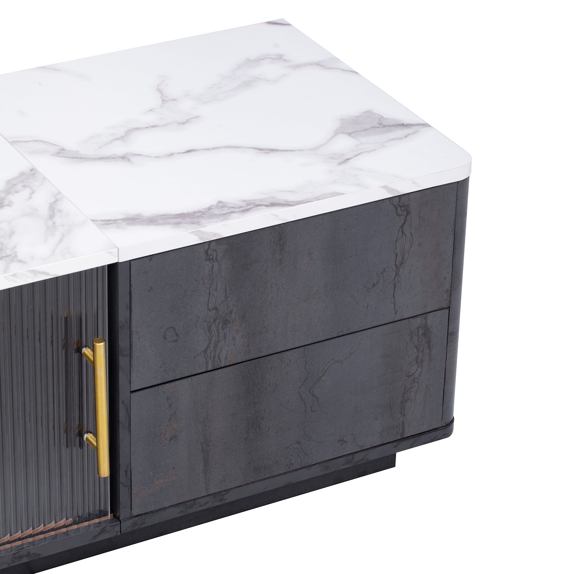 Luxe Black Marble TV Stand