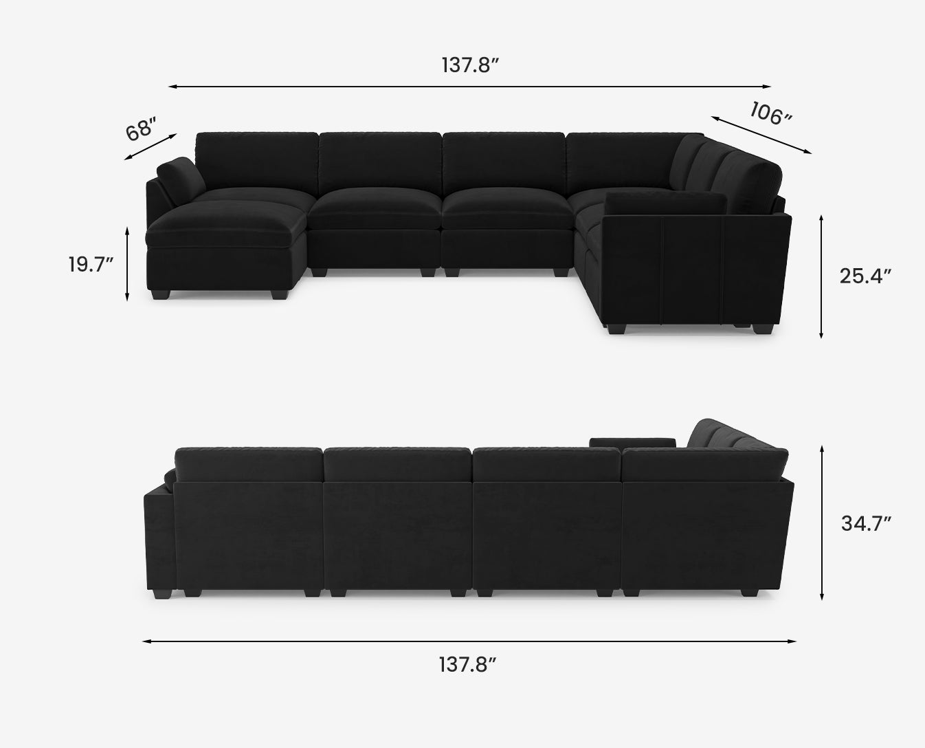 Uteeran Oversized 6 Seats Sofa