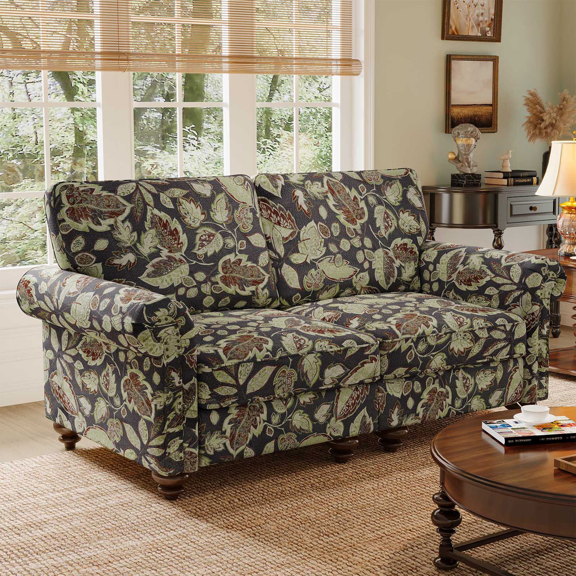 Miroa Vintage Floral-patterned Accent Armchair