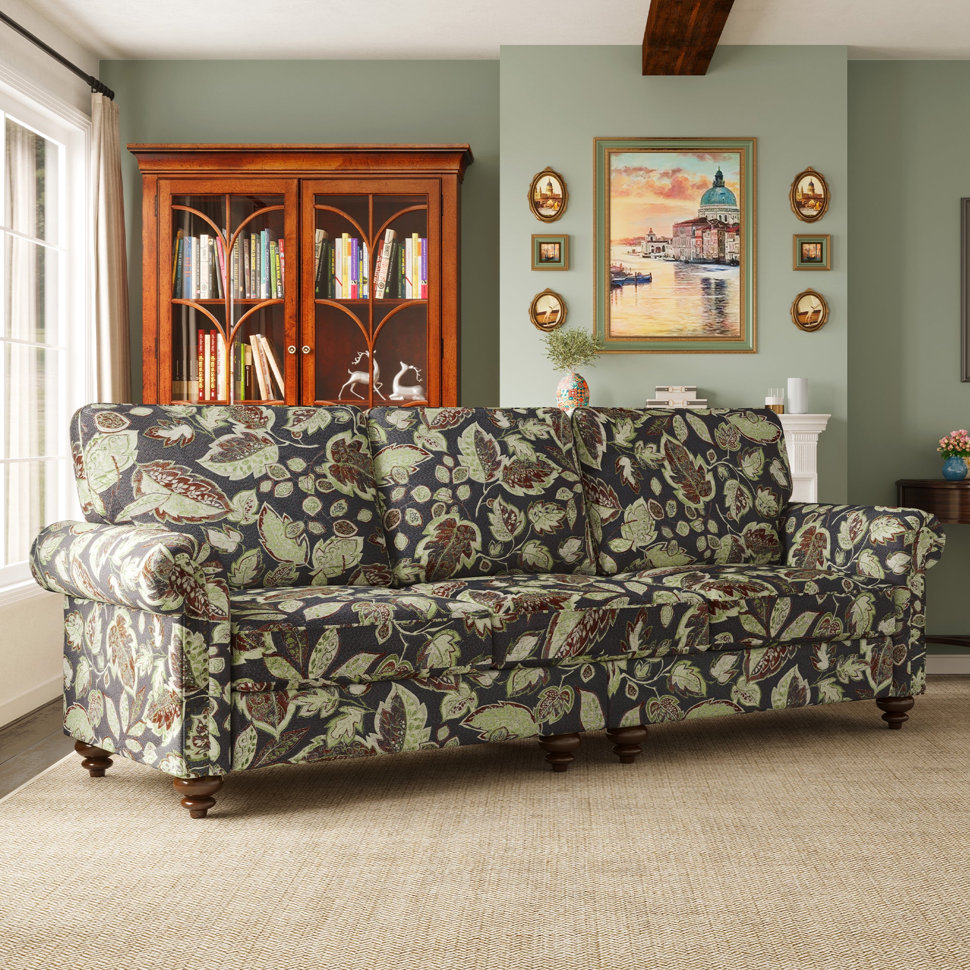 Miroa Vintage Floral-patterned Accent Armchair
