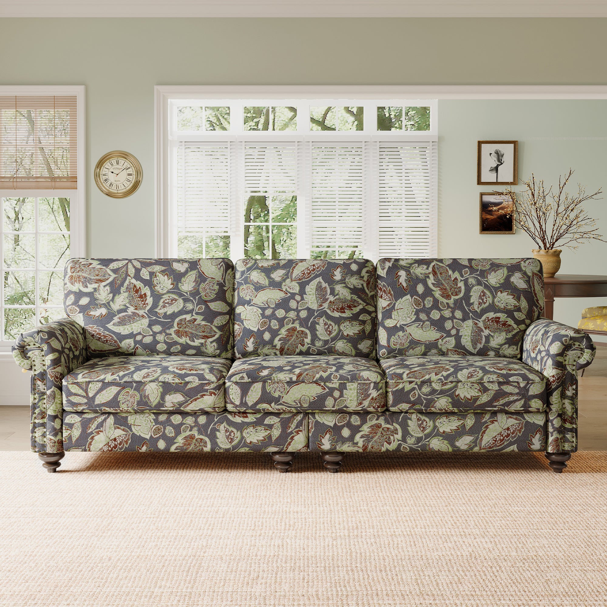 Miroa Vintage Floral-patterned Accent Armchair
