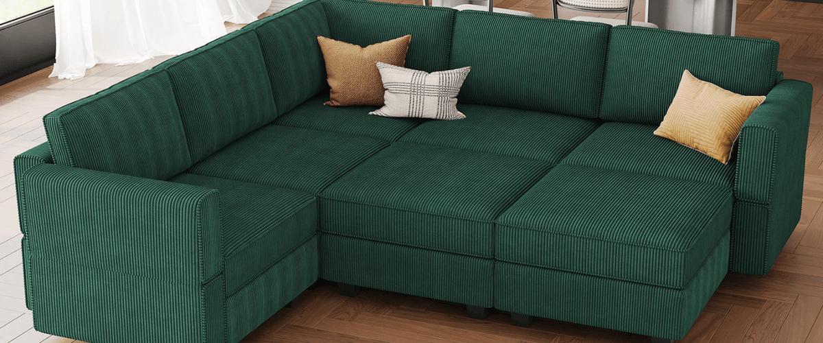 Belffin Durable Corduroy Sectional Sofas | Soft & Modular Couches