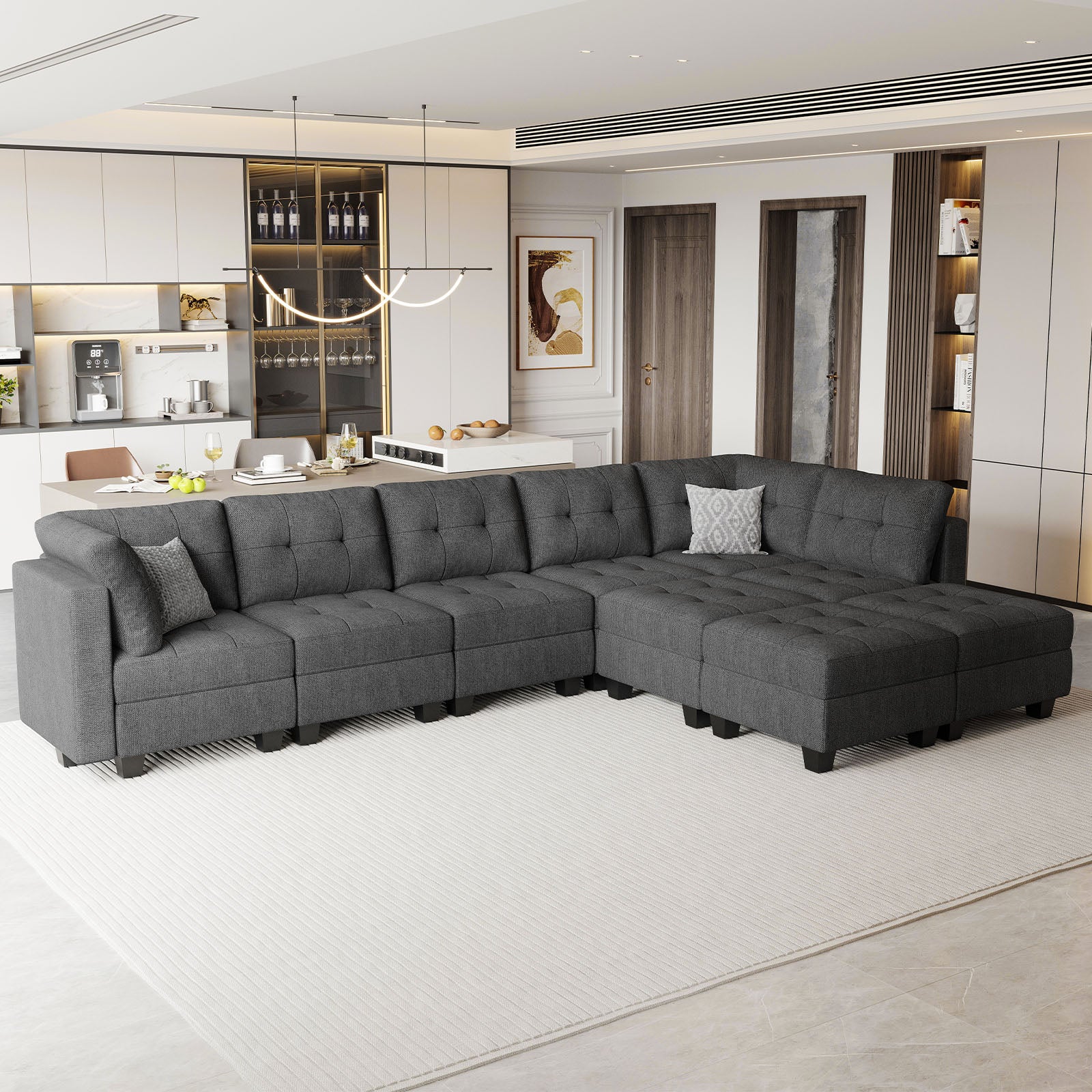 Belffin 9 Seats + 8 Sides Modular Weave Sofa with Storage Seat