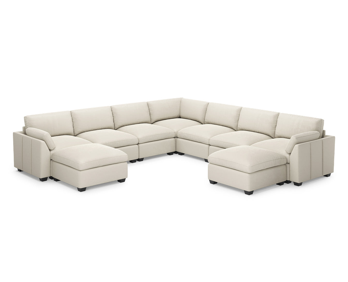 Uteeran Modular Oversized Velvet 7 Seats Cloud Sofa