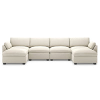 Cosmic-Latte-/-Velvet-6-Seat-U-Shaped-Open-Sectional