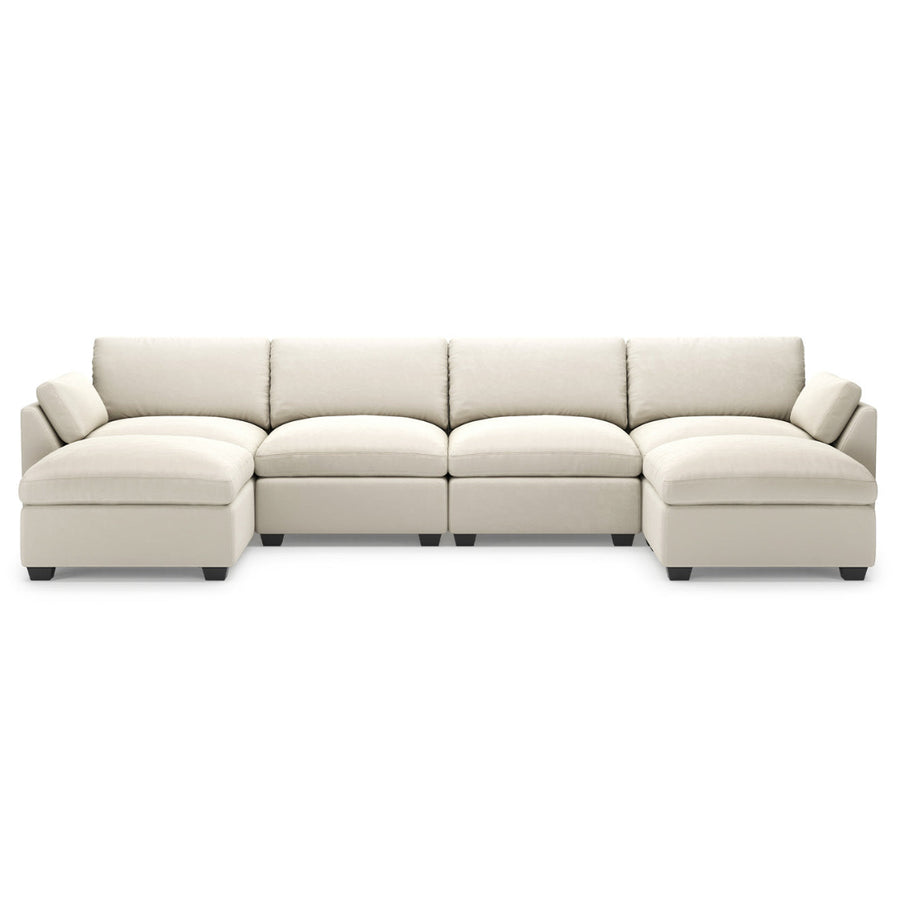 Cosmic-Latte-/-Velvet-6-Seat-U-Shaped-Open-Sectional