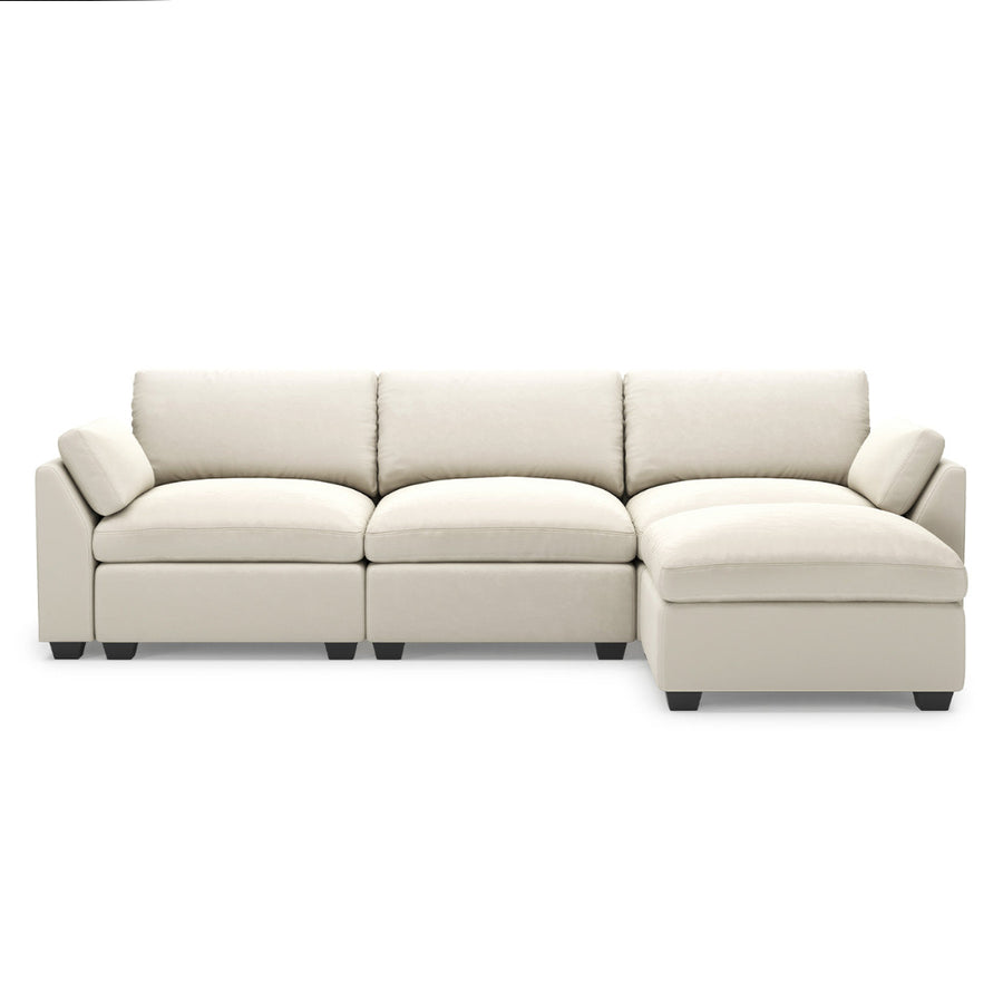 Cosmic-Latte-/-Velvet-4-Seat-L-Shaped-Sectional