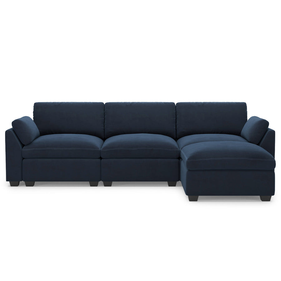 Navy-Blue-/-Velvet-4-Seat-L-Shaped-Sectional