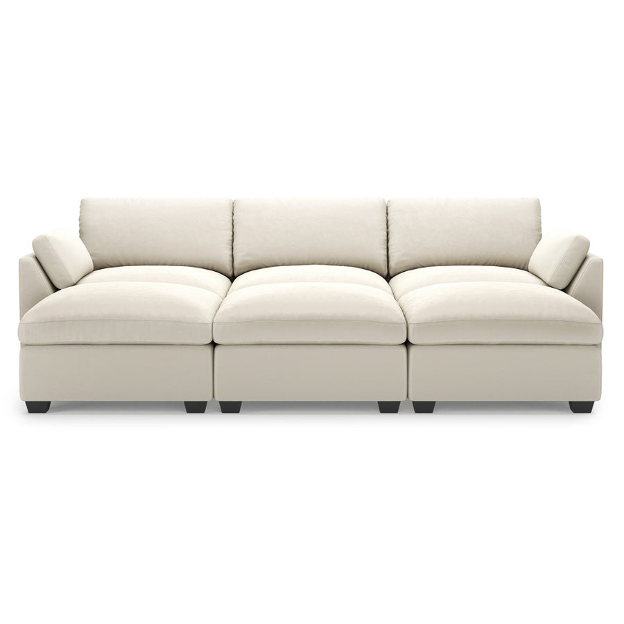 Cosmic-Latte-/-Velvet-6-Seat-Open-Pit-Sectional