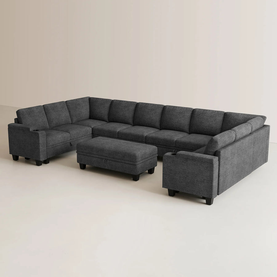 Graphite-Grey-/-Chenille-11-Seat-U-Shaped-Sectional