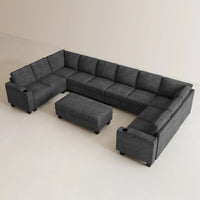 Graphite-Grey-/-Chenille-11-Seat-U-Shaped-Sectional