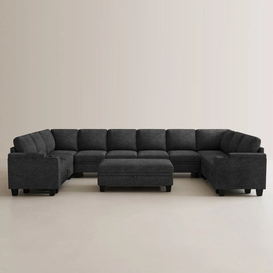 Graphite-Grey-/-Chenille-11-Seat-U-Shaped-Sectional