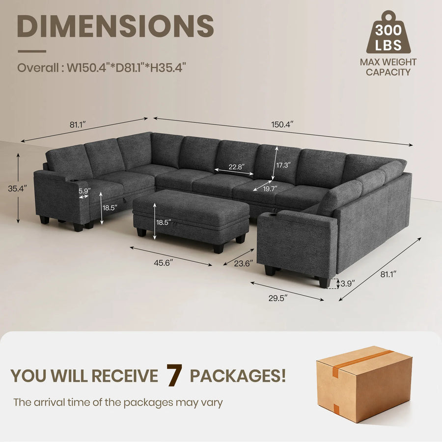 Graphite-Grey-/-Chenille-11-Seat-U-Shaped-Sectional-dimension