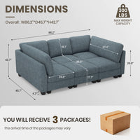 Bluish-Grey-/-Terry-3-Seat-Sleeper-Sofa-dimension