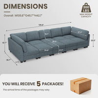 Bluish-Grey-/-Terry-4-Seat-Sleeper-Sofa-dimension