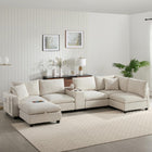 corduroy-Ivory-Beige-4-Seats-U-Shaped-Sectional