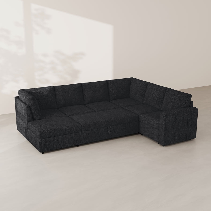 Graphite-Grey-/-Chenille-7-Seat-U-Shaped-Pullout-Sectional