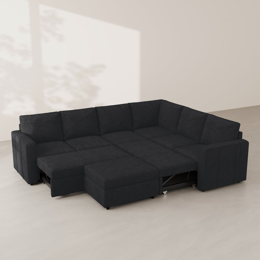 Graphite-Grey-/-Chenille-7-Seat-L-Shaped-Double-Pullout-Sectional