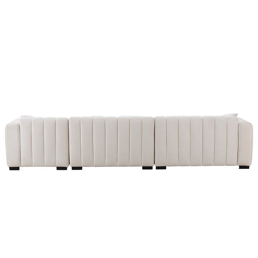 Cosmic-Latte-/-Velvet-5-Seat-Left-Chaise-Sectional