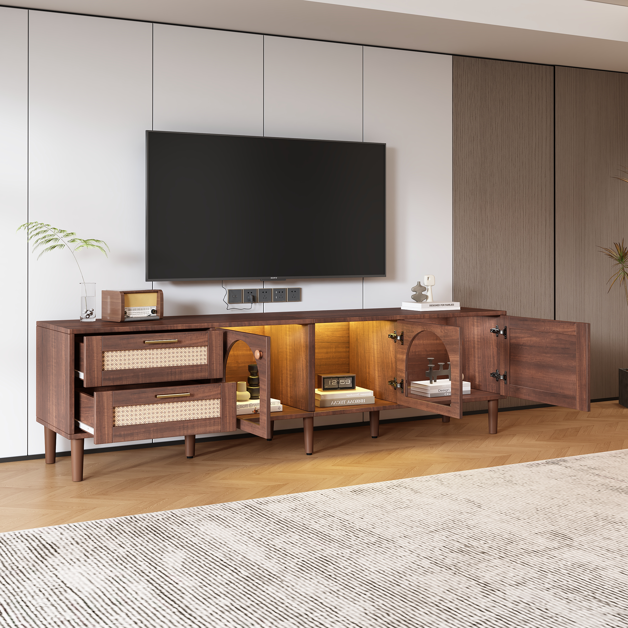 Rattan-inspired TV Stand