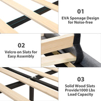 Modern Bed Frame with Storage Headboard and LED Lights BSN