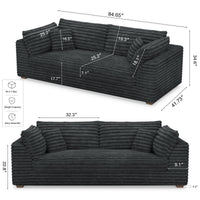 Dark-Grey-/-Faux-Rabbit-Fur-Corduroy-Loveseat