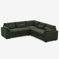 Olivewood-Green-/-Corduroy-5-Seat-L-Shaped-Corner-Sectional