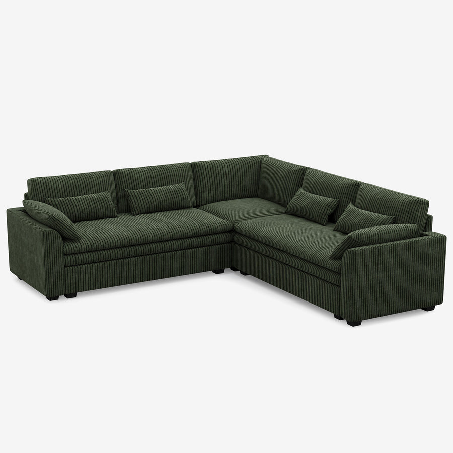 Olivewood-Green-/-Corduroy-5-Seat-L-Shaped-Corner-Sectional