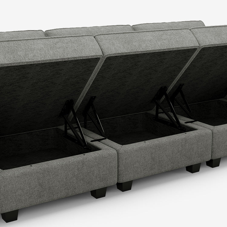Belffin 4 Seats + 4 Sides Modular Terry Sleeper Sofa with Storage Seat