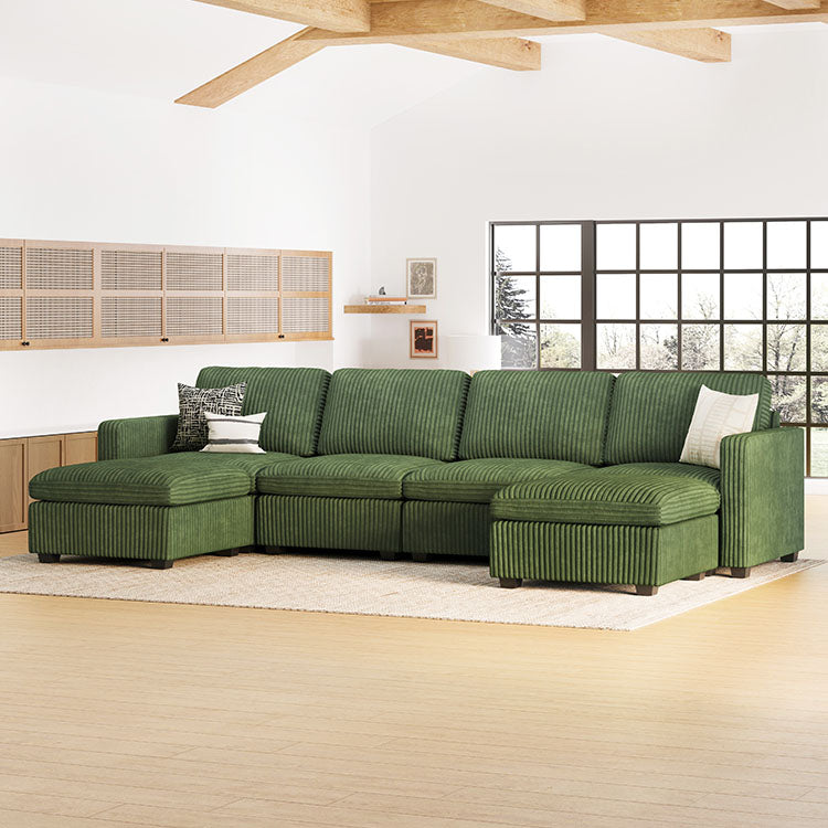 Belffin 6 Seats + 6 Sides Oversized Modular Wide-Ribbed Corduroy Sofa with Large Storage Seat