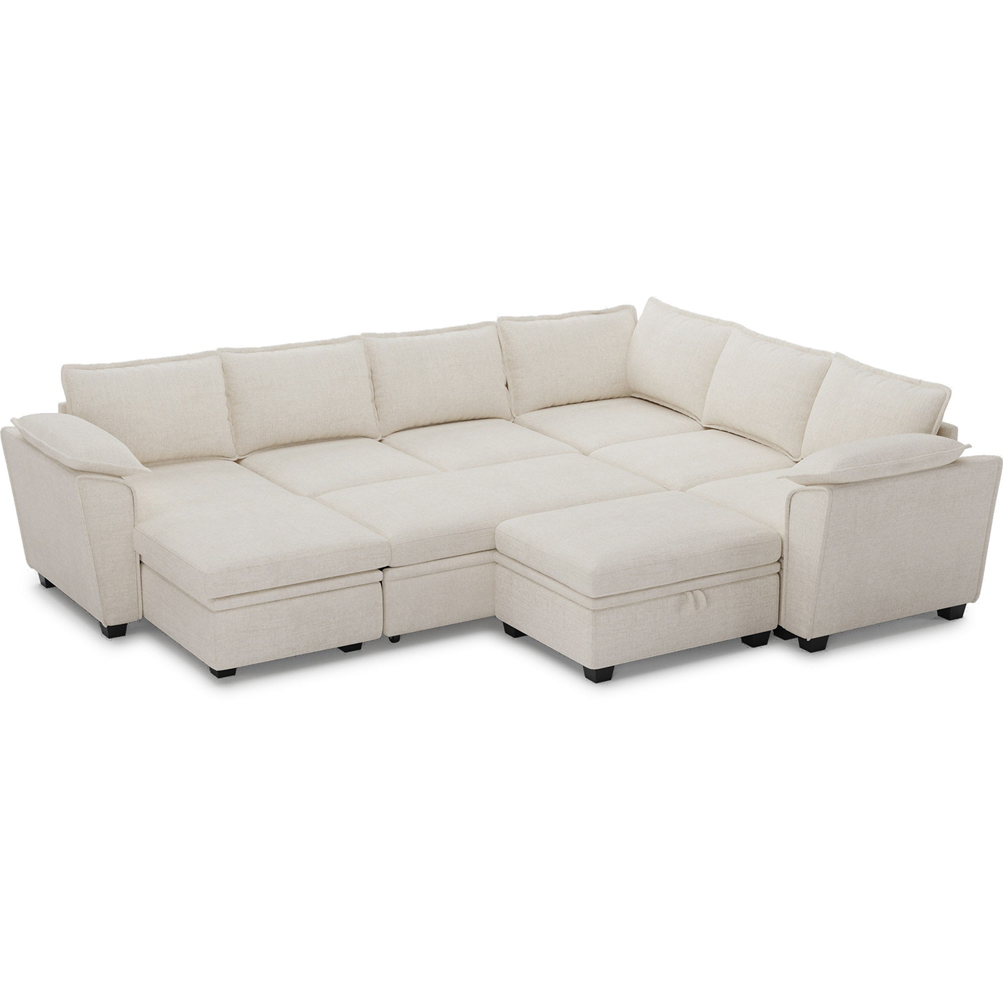 chenille-misty-white-6-Seats-Sectional-with-Ottoman