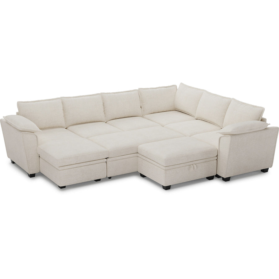 Misty-White-/-Chenille-7-Seat-U-Shaped-Pullout-Sectional-with-Reversible-Chaise