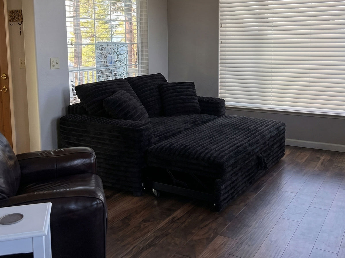 Belffin-Modern-black-Faux-Rabbit-Fur-Corduroy-modular-sleeper-sofa