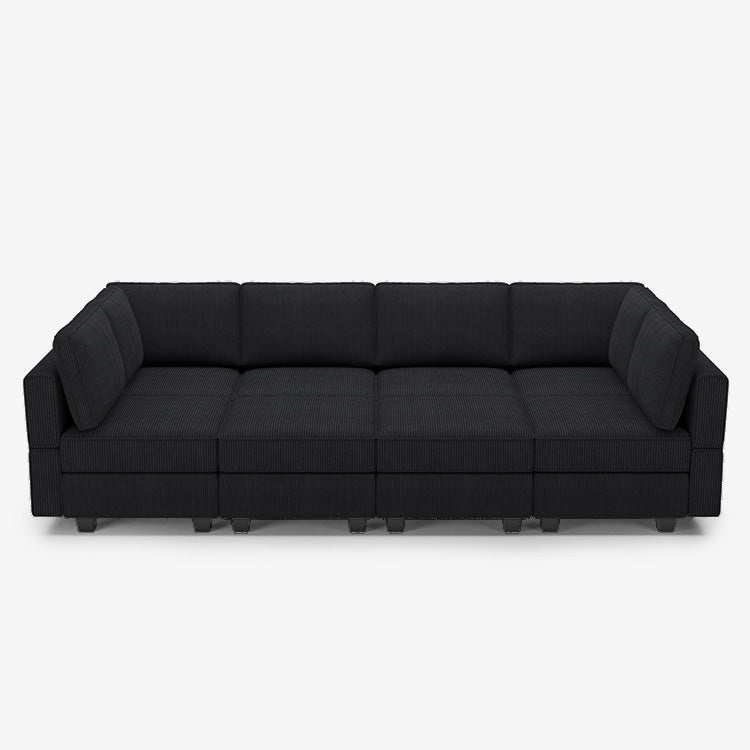 Belffin 8 Seats + 8 Sides Modular Corduroy Sleeper Sofa with Storage Seat