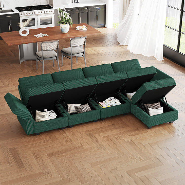 Belffin 4 Seats + 6 Sides Modular Wide Corduroy Sofa with Storage Seat