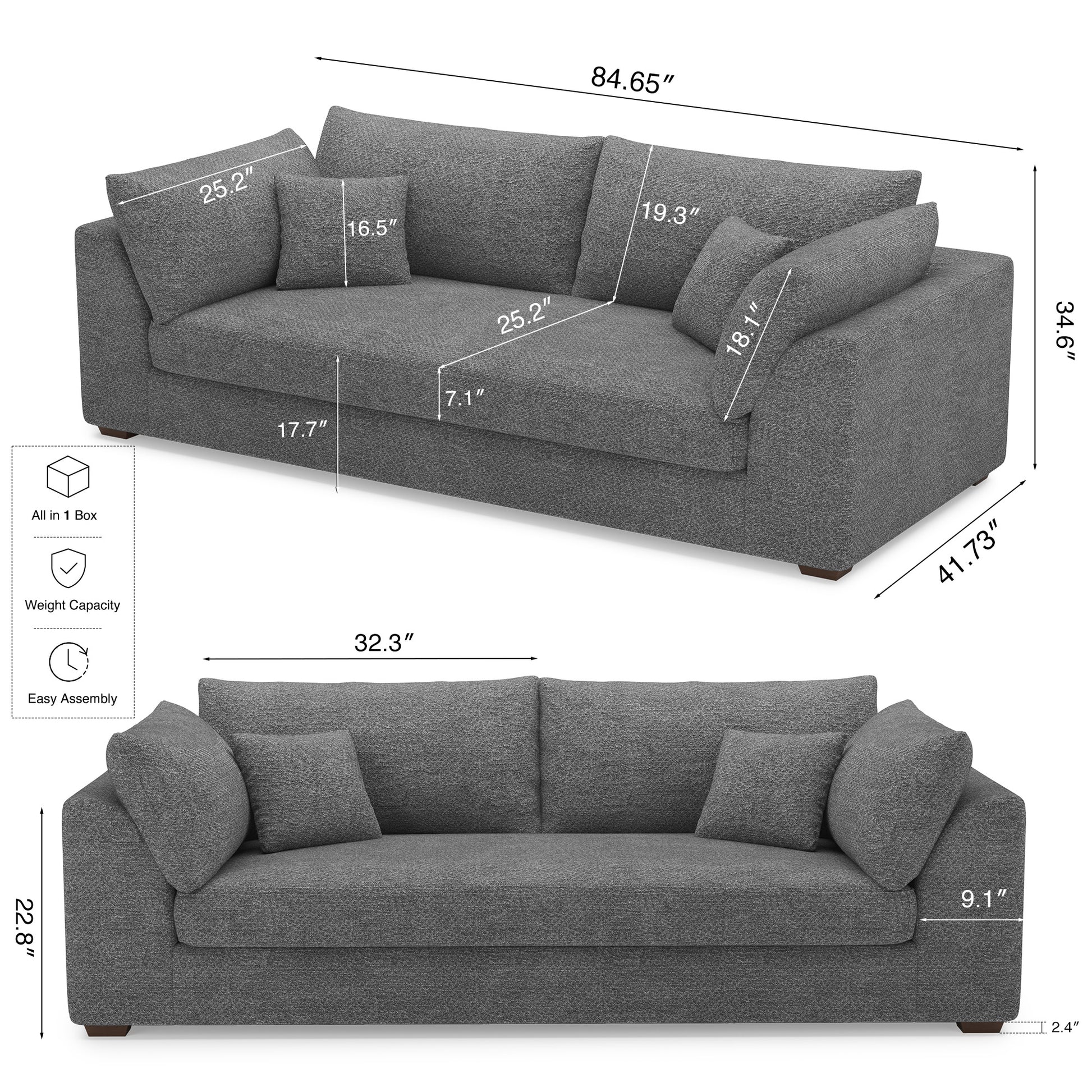 Silver-Grey-/-Chenille-Loveseat
