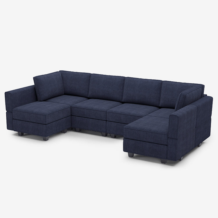 Belffin 6 Seats + 8 Sides Modular Wide Corduroy Sofa with Storage Seat