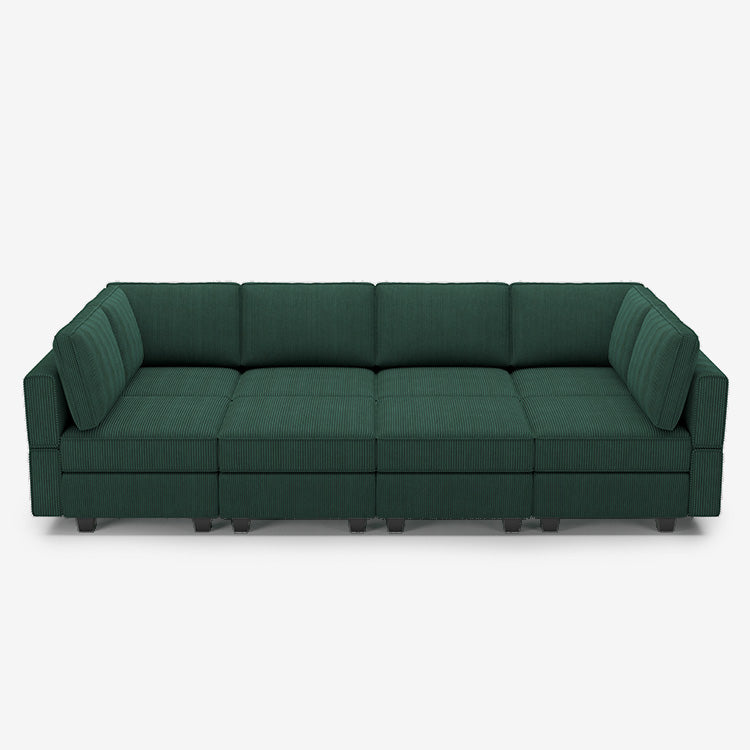 Belffin 8 Seats + 8 Sides Modular Corduroy Sleeper Sofa with Storage Seat